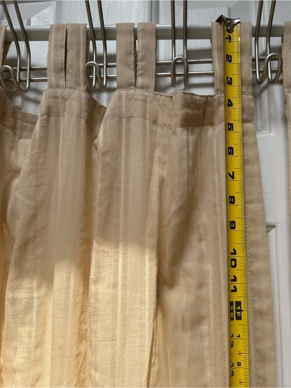 Martha Stewart Beige Tab-Top Window Curtain Pair - semi sheer striped pattern
